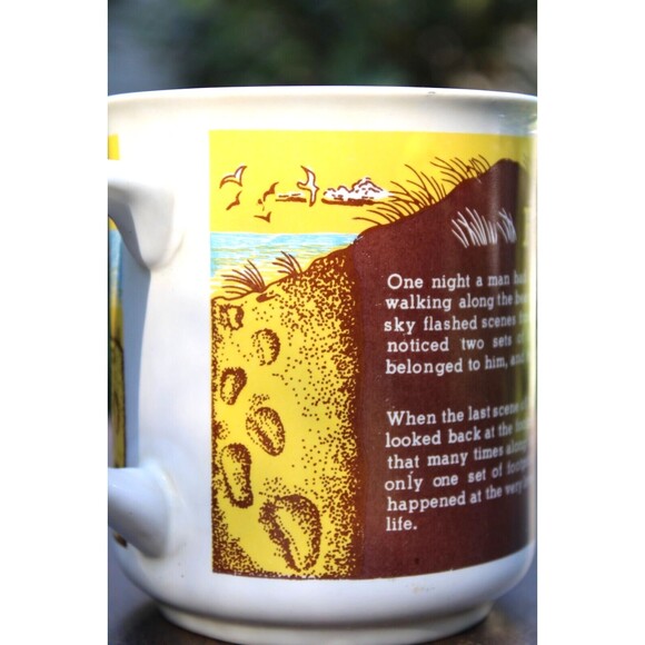 1986 Footprints in the Sand Mug Cup Vintage Collectible Religious - Picture 5 of 8